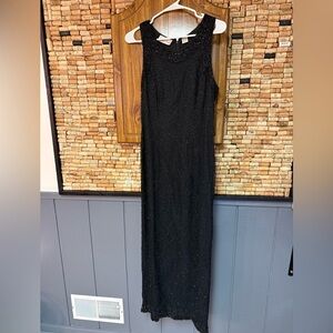 Vintage 100% Silk Laurence Kazar fully beaded gown size large